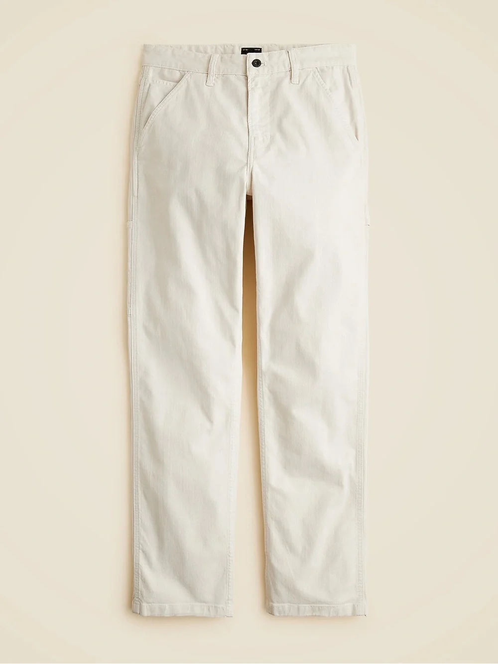 J.Crew Men's Cream Workwear Straight Leg Fit Garment-Dyed Carpenter Pants Jeans